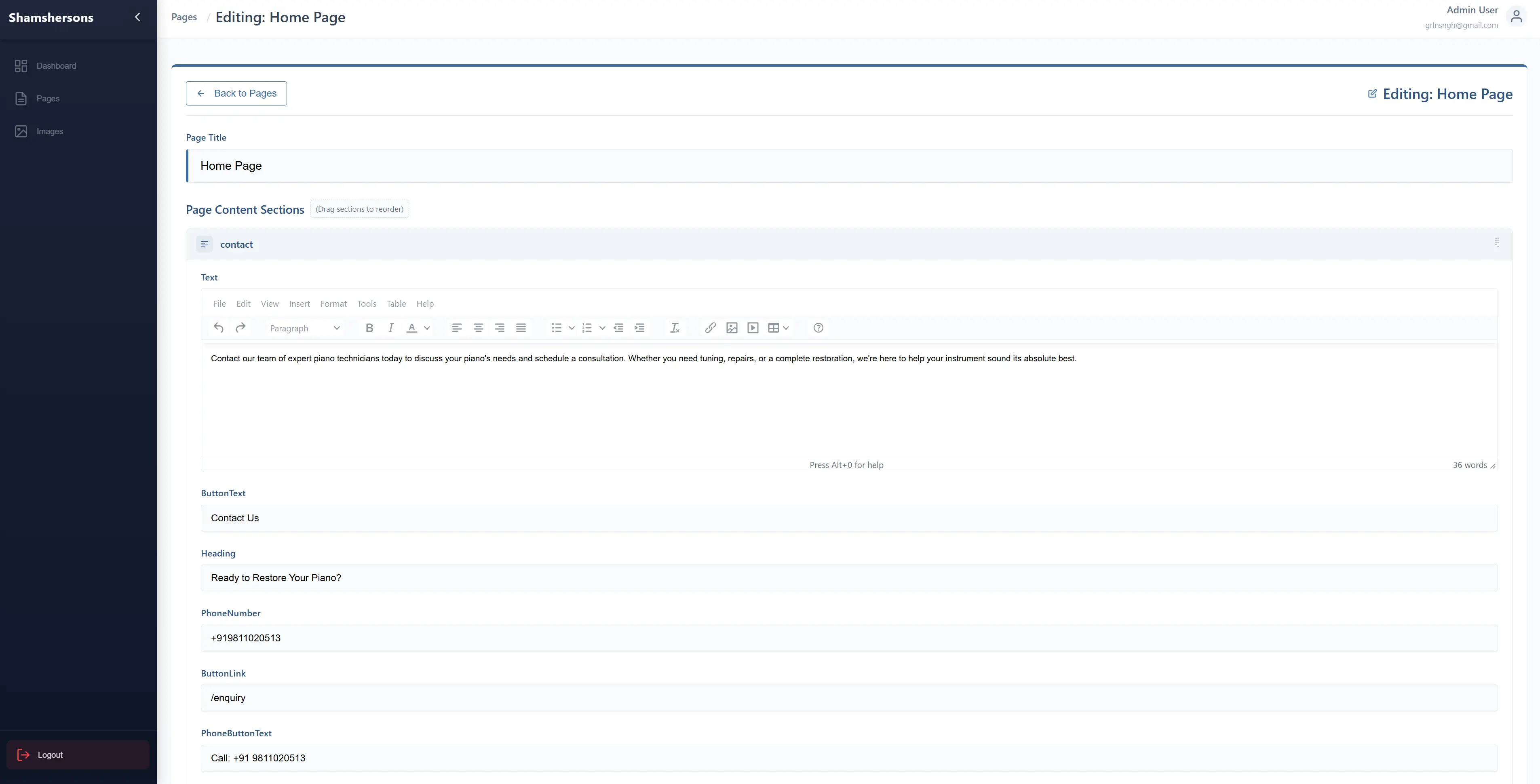 Screenshot of Shamshersons - Quality Piano Works - 6