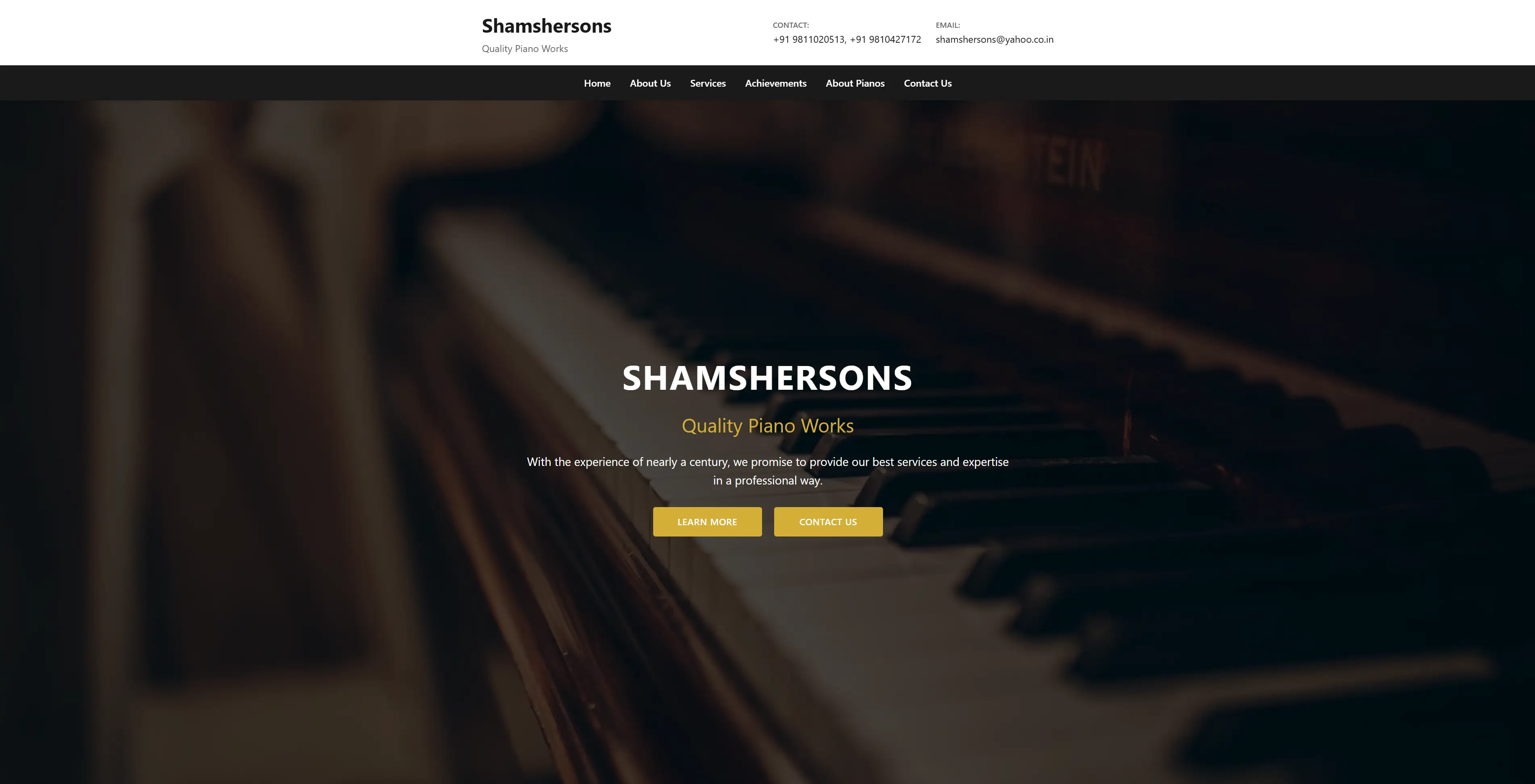 Screenshot of Shamshersons - Quality Piano Works - 1